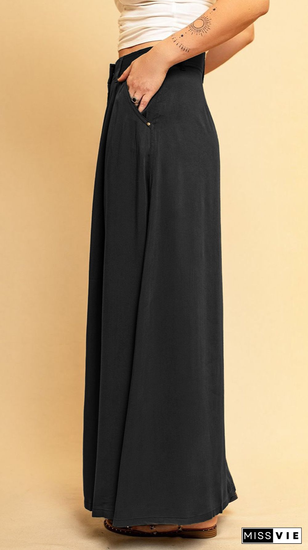 Plain Snap Button Long Length Suede Skirts