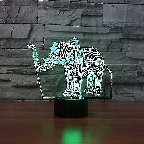 3d Novelty Elephant Night Light Touch Switch 7 Color Change Led Table Desk Lamp Acrylic Flat Abs Bas