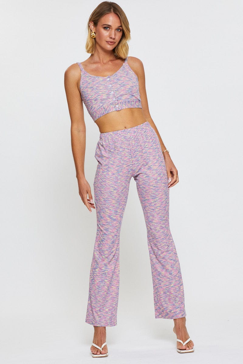 Multi Flare Pants Elastic Waist