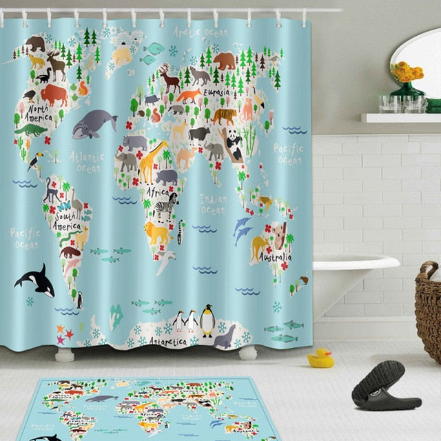 Sea Turtle Print Waterproof Shower Curtain Polyester Fabric Bath Curtain Octopus Washable Home Bath Decor Curtains With 12 Hooks