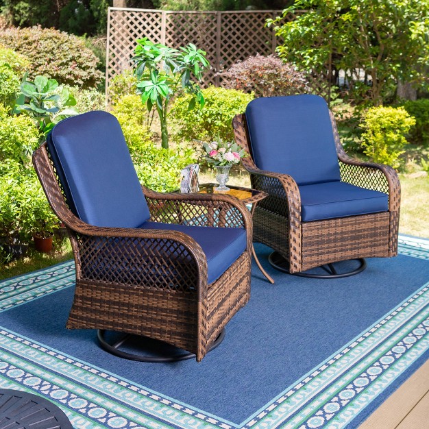 3pc Patio Conversation Set With Rocking Swivel Chairs amp Table Captiva Designs