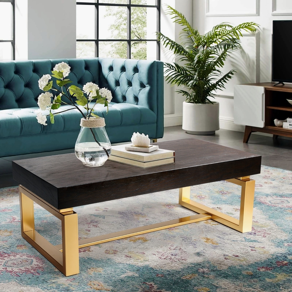 Genzi Modern Solid Wood Accent Rectangle Coffee Table Sheld Legs Sofa Side Desk