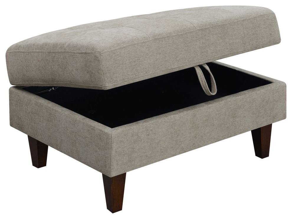 Barton Upholstered Tufted Ottoman Toast and Brown   Modern   Footstools And Ottomans   by Modon  Houzz