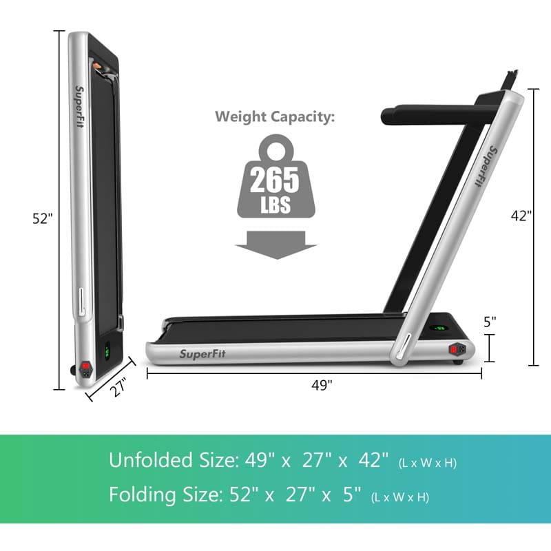 2 in 1 Folding Electric Treadmill for Home Gym, 2.25HP Under Desk Treadmill, Portable Walking Running Machine with Bluetooth Speaker