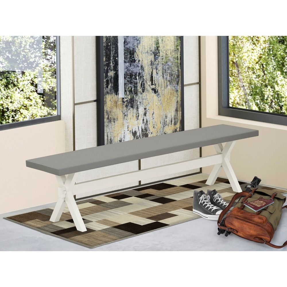 East West Furniture X Style Modern Dining Bench with Wooden Seat(Finish Options)