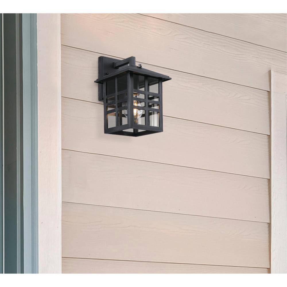 Westinghouse Caliste 1-Light Black Outdoor Wall Mount Lantern with Clear Glass Dusk to Dawn Sensor 6123100