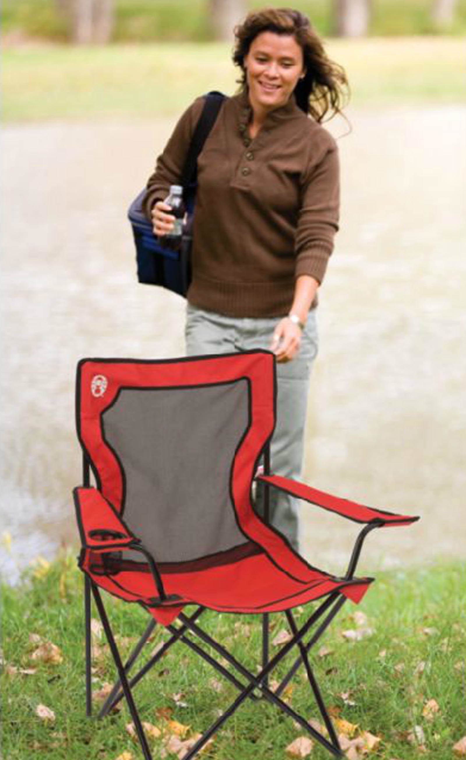 Coleman Broadband Mesh Quad Adult Camping Chair, Red