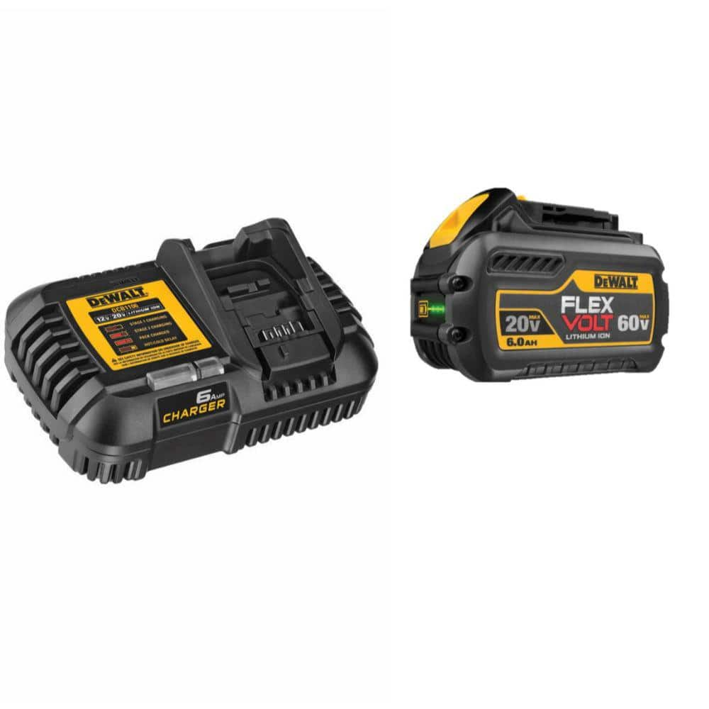 DEWALT FLEXVOLT 20V/60V MAX Lithium-Ion 6.0Ah Battery Pack with 6 Amp Output Charger DCB606C