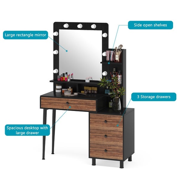 Tribesigns Vintage Makeup Dressing Table with Lighted Mirror