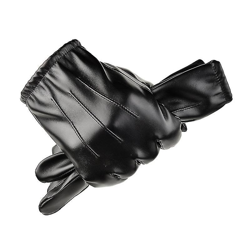 Women's Touchscreen Leather Gloves - Winter Warm Pu Leather Gloves Outdoor Driving2setblack