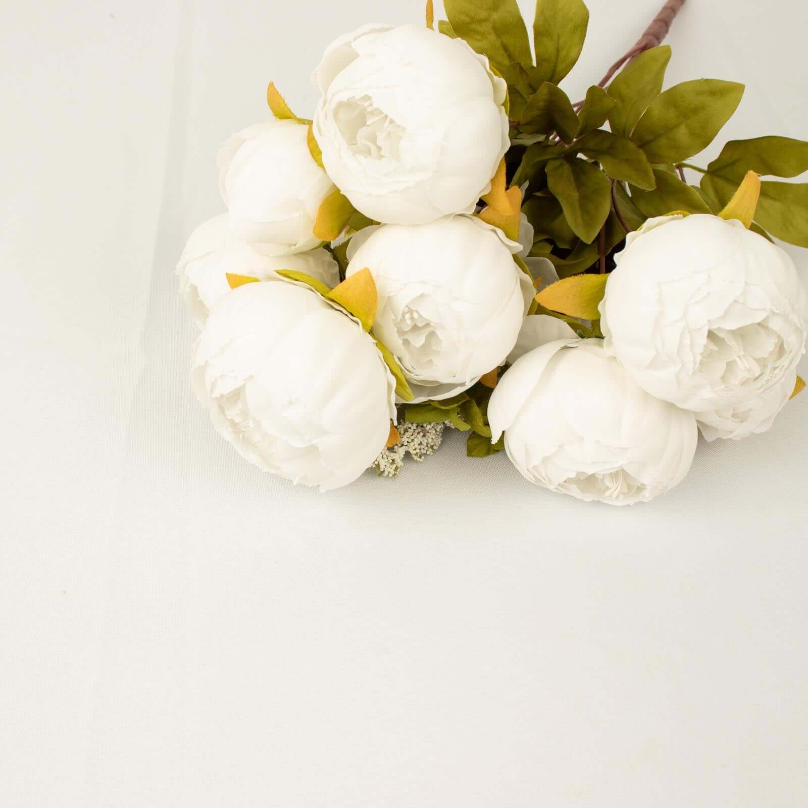 2 Pack White Artificial Peony Flower Wedding Bouquets, Faux Silk Flower Arrangements 19