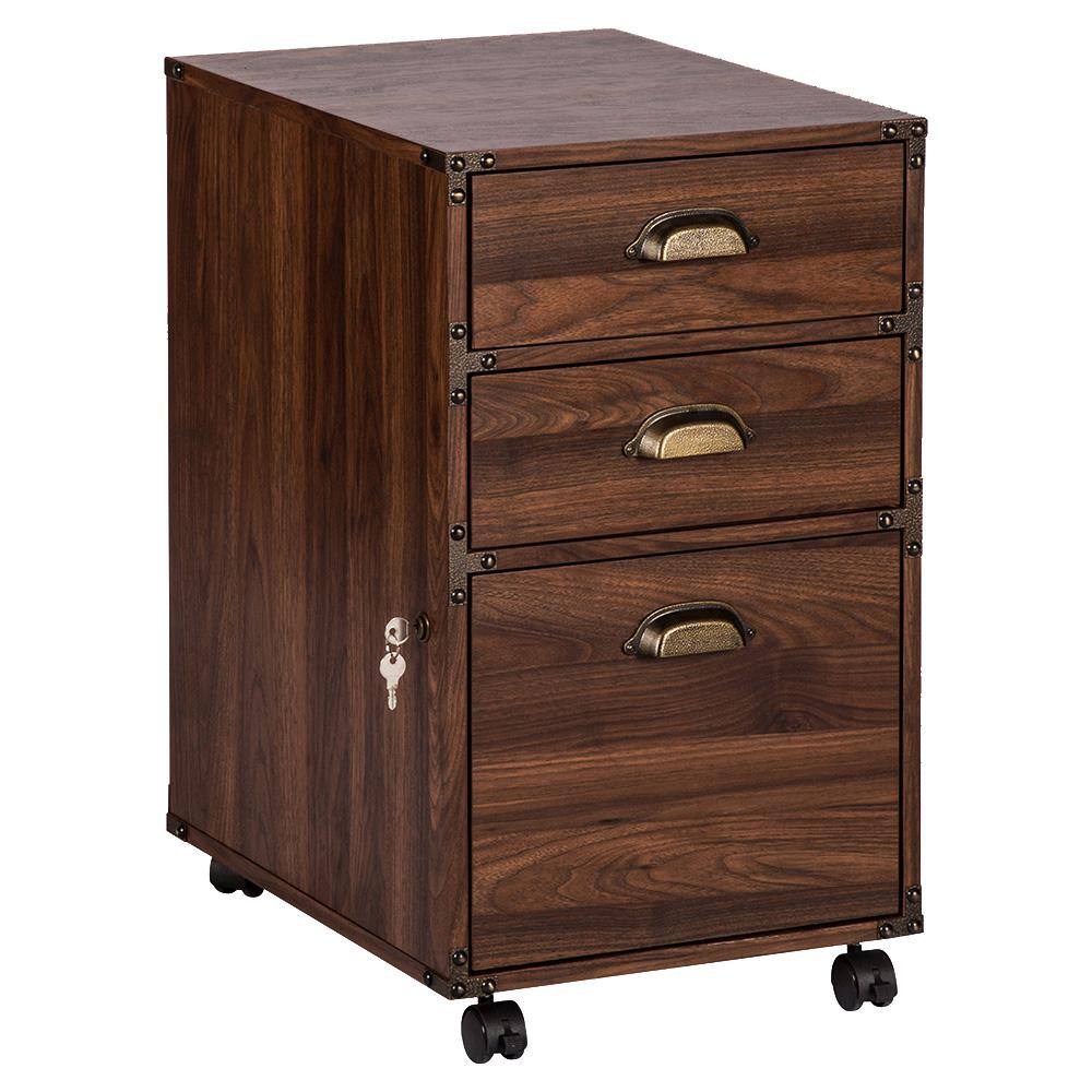 SAINT BIRCH Hanson Walnut 3-Drawer Mobile File Cabinet SBLG4305MFWN