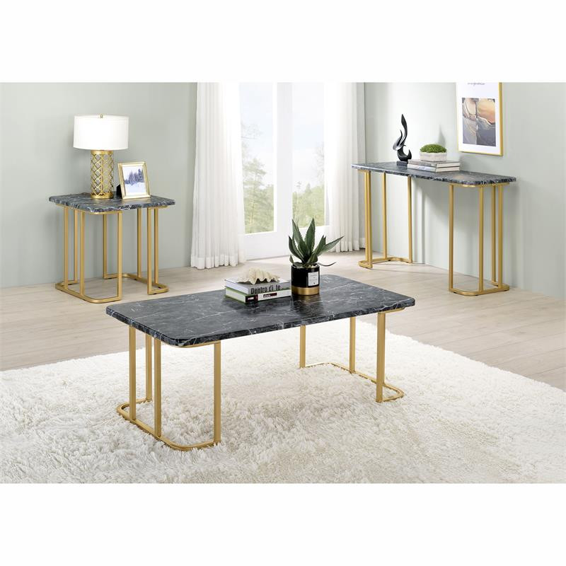 Furniture of America Clotten Contemporary Metal End Table in Black   Contemporary   Coffee Table Sets   by Homesquare  Houzz