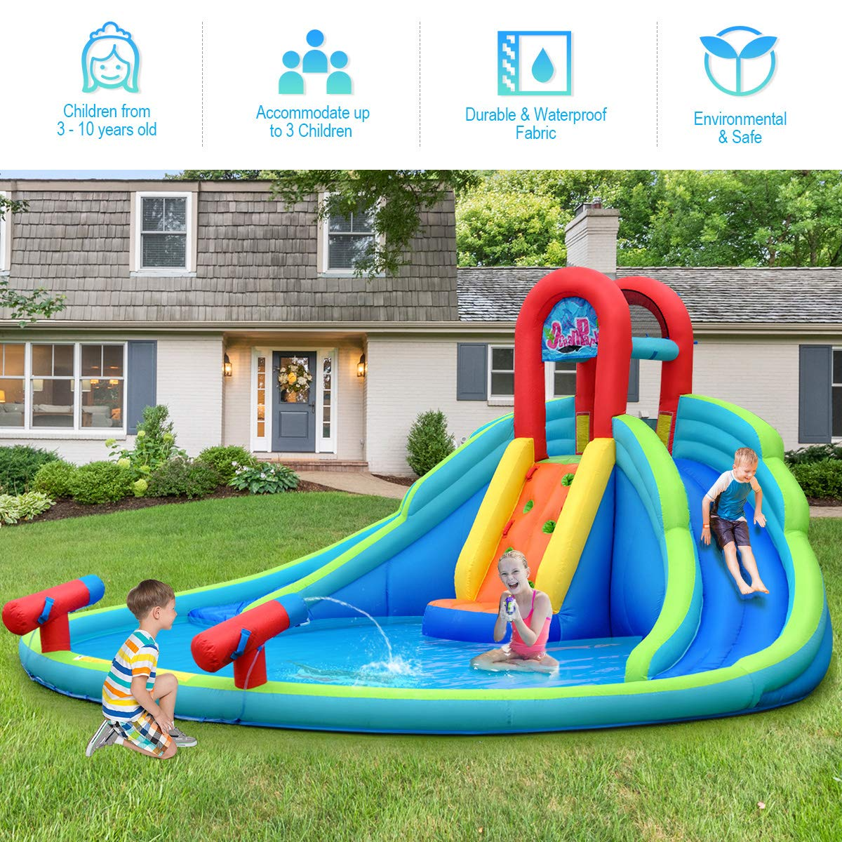 BOUNTECH 18 x 17 x 9.5 FT Mighty Bounce House w/ Large Splash Pool