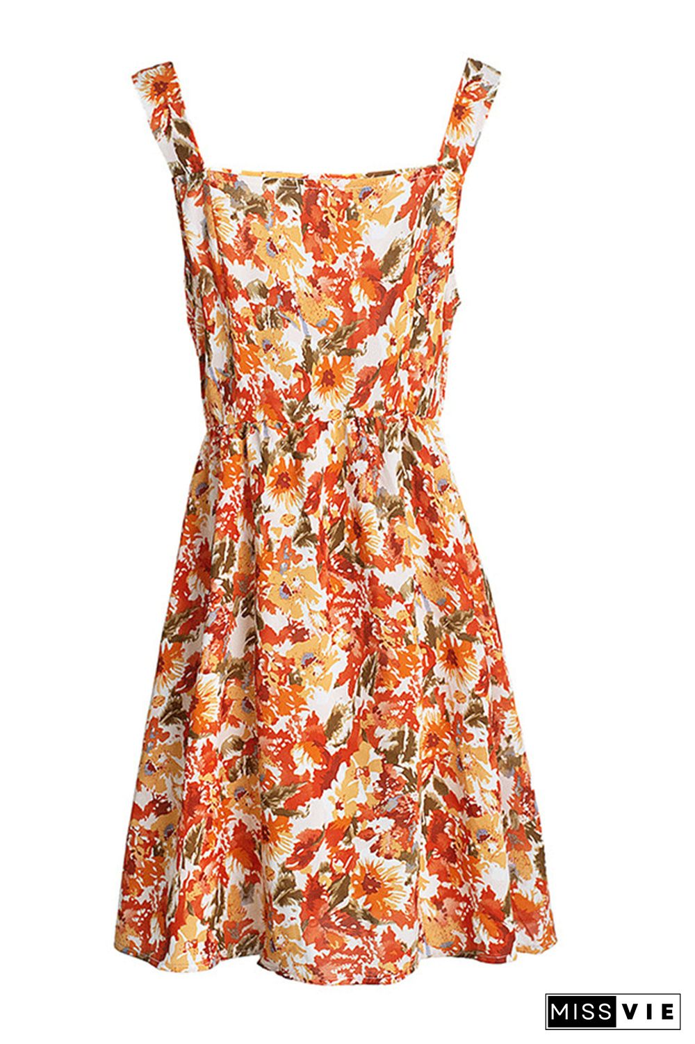 Button Down Spaghetti Strap Floral Dress