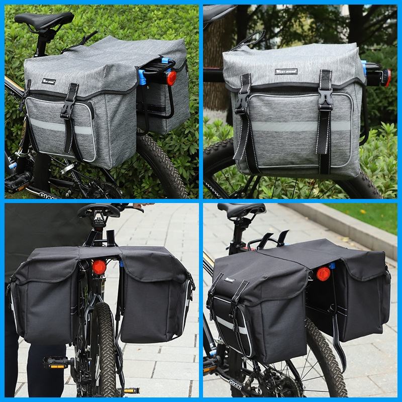 Custom Logo Bike Bicycle Rear Rack Saddle Bag Waterproof Cycling Travelling pannier bags