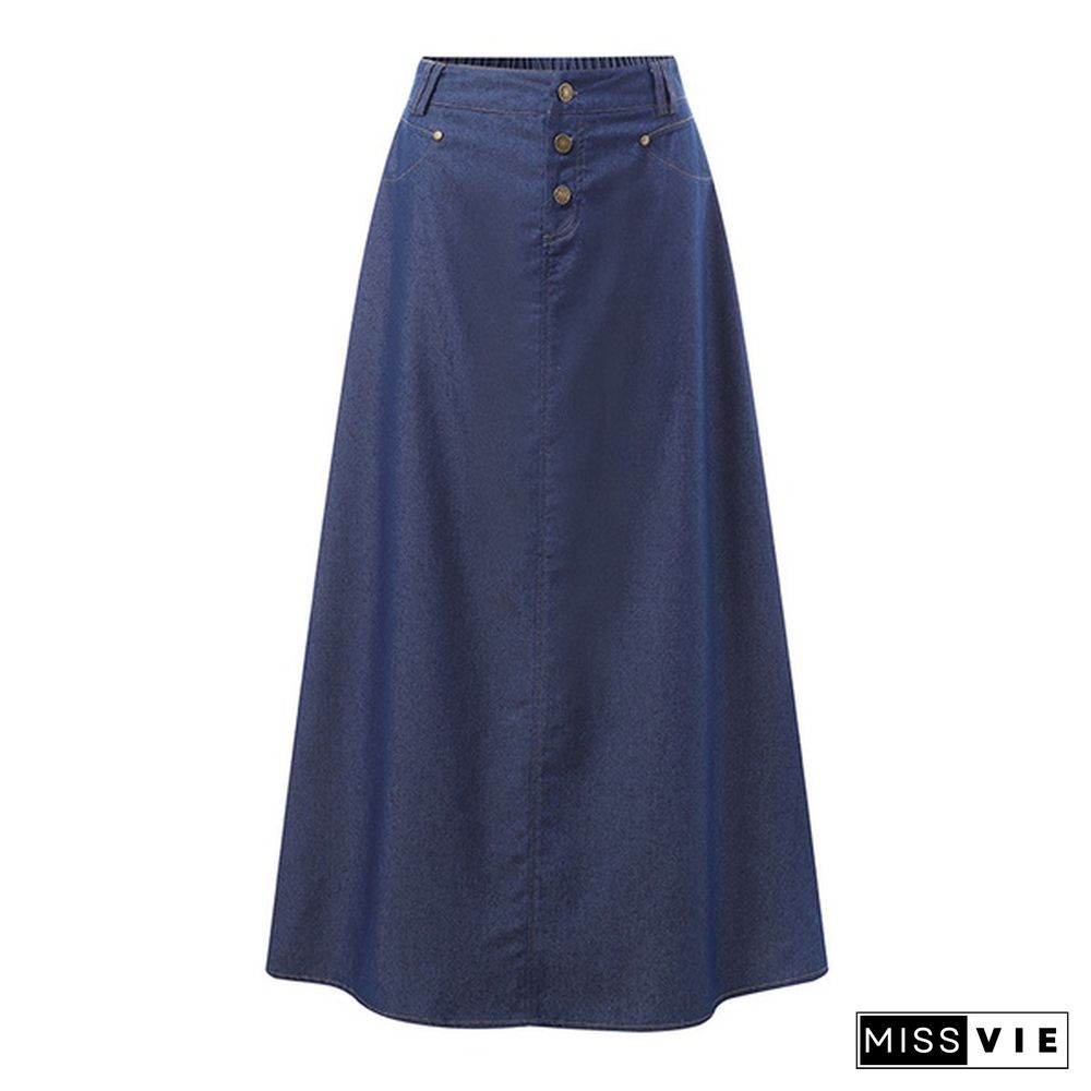 Stylish Women Denim High Waist Skirt A-Line Summer Casual Skirts