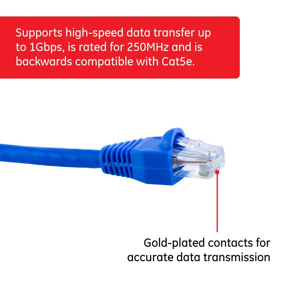 GE 25 ft. Cat6 Ethernet Networking Cable in Blue 34503