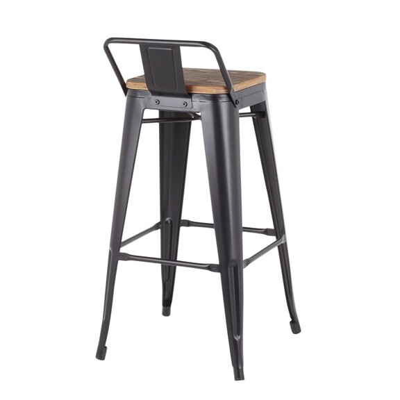 Oregon Industrial Low Back Barstool in Black Metal...