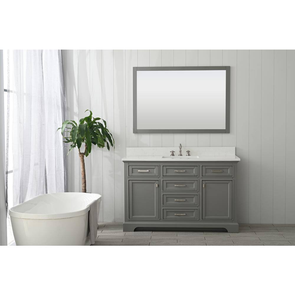 Design Element Milano 54 in. W x 22 in. D x 34 in. H Bath Vanity in Gray with White Quartz Top ML-54-GY