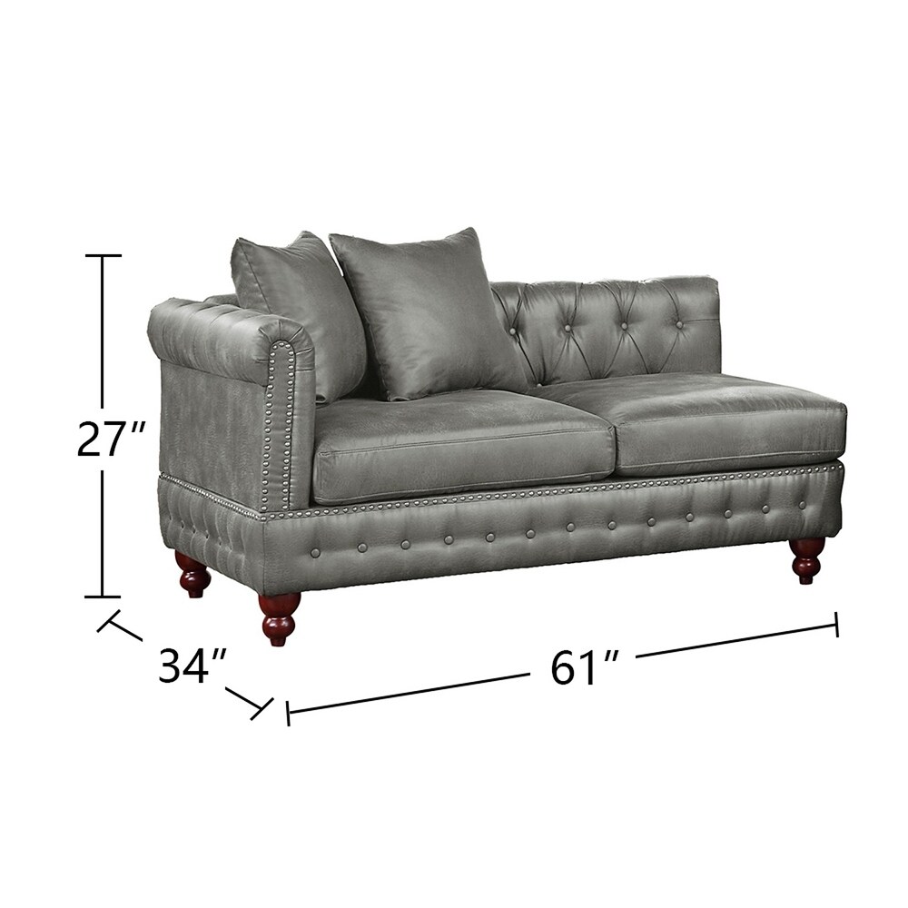 4 Piece Leatherette Upholstered Sectional Sofa Set with Wood Legs