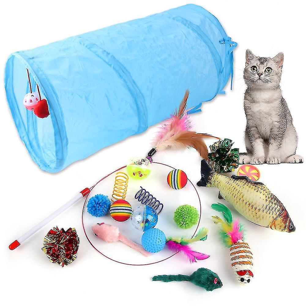 18 Pack Collapsible Two-channel Cat Channel Funny Cat Toy Kitten Lightweight Play Set Cat Toys Balls