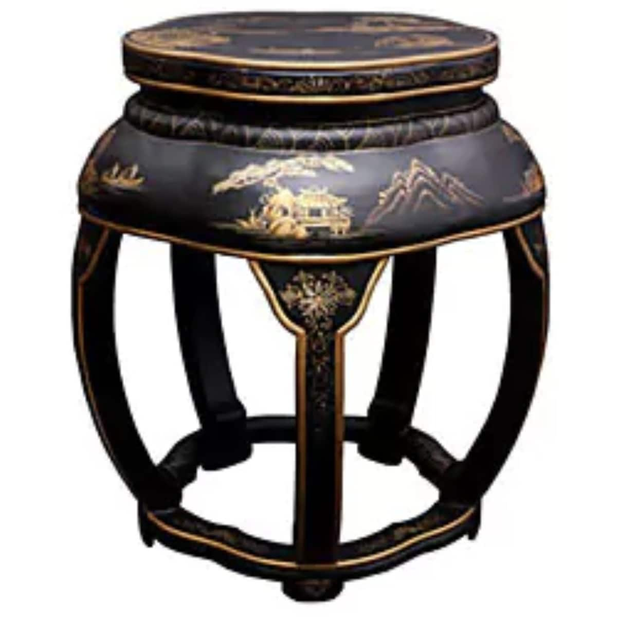 Oriental Furniture Lacquer Blossom Stool