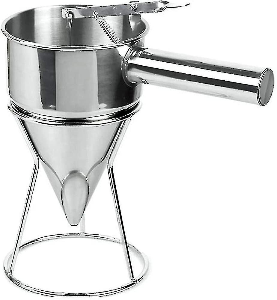 Stainless Steel Funnel With Frame， Pancake Dough Dispenser Octopus Ball Funnel Tools With Frame (sta