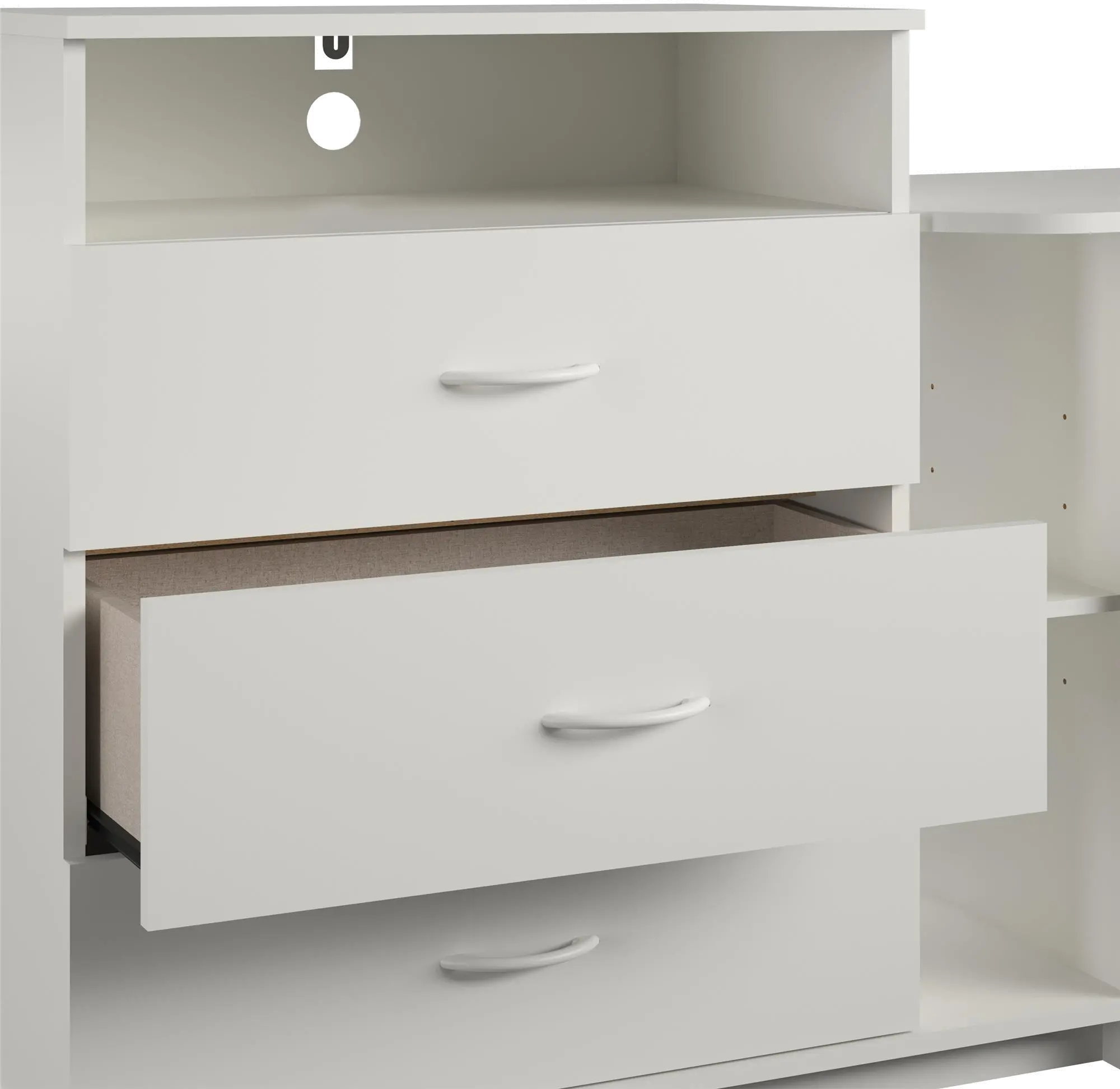 Rebel Transitional White 3 in 1 Media Dresser and Desk Combo