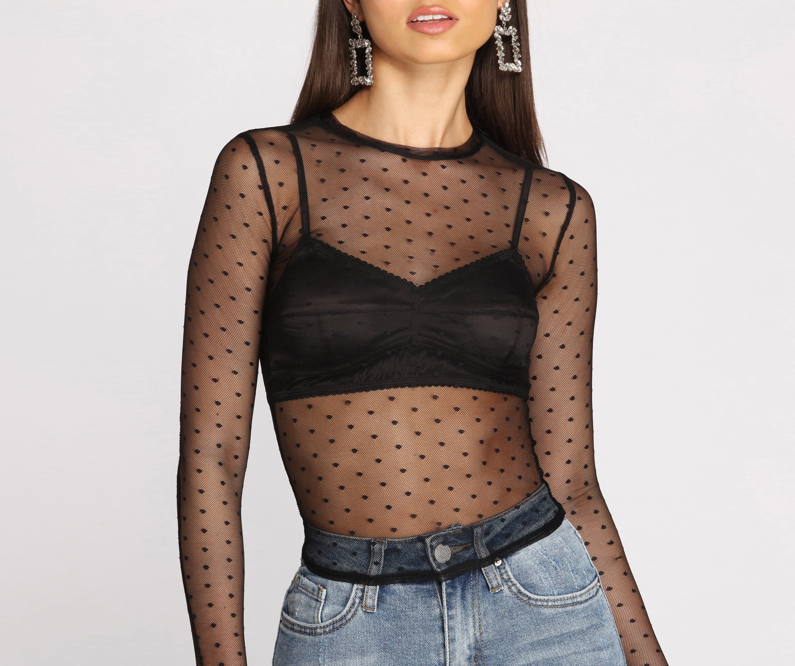 Polka Dot Darling Mesh Top