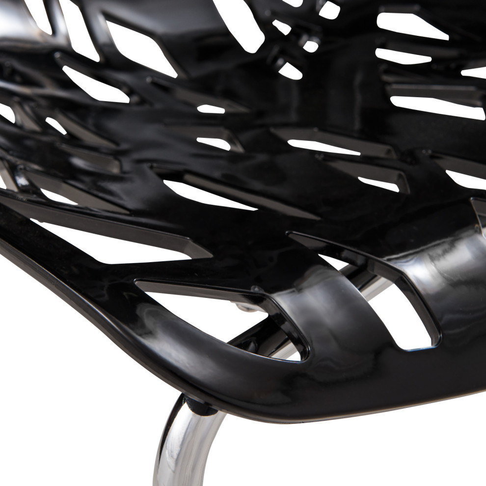 LeisureMod Modern Asbury Dining Chair With Chromed Legs  Set of 4 Black   Contemporary   Dining Chairs   by Uber Bazaar  Houzz