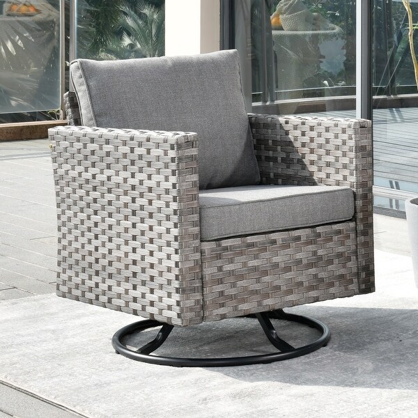 OVIOS Swivel Rocking Wicker Chair