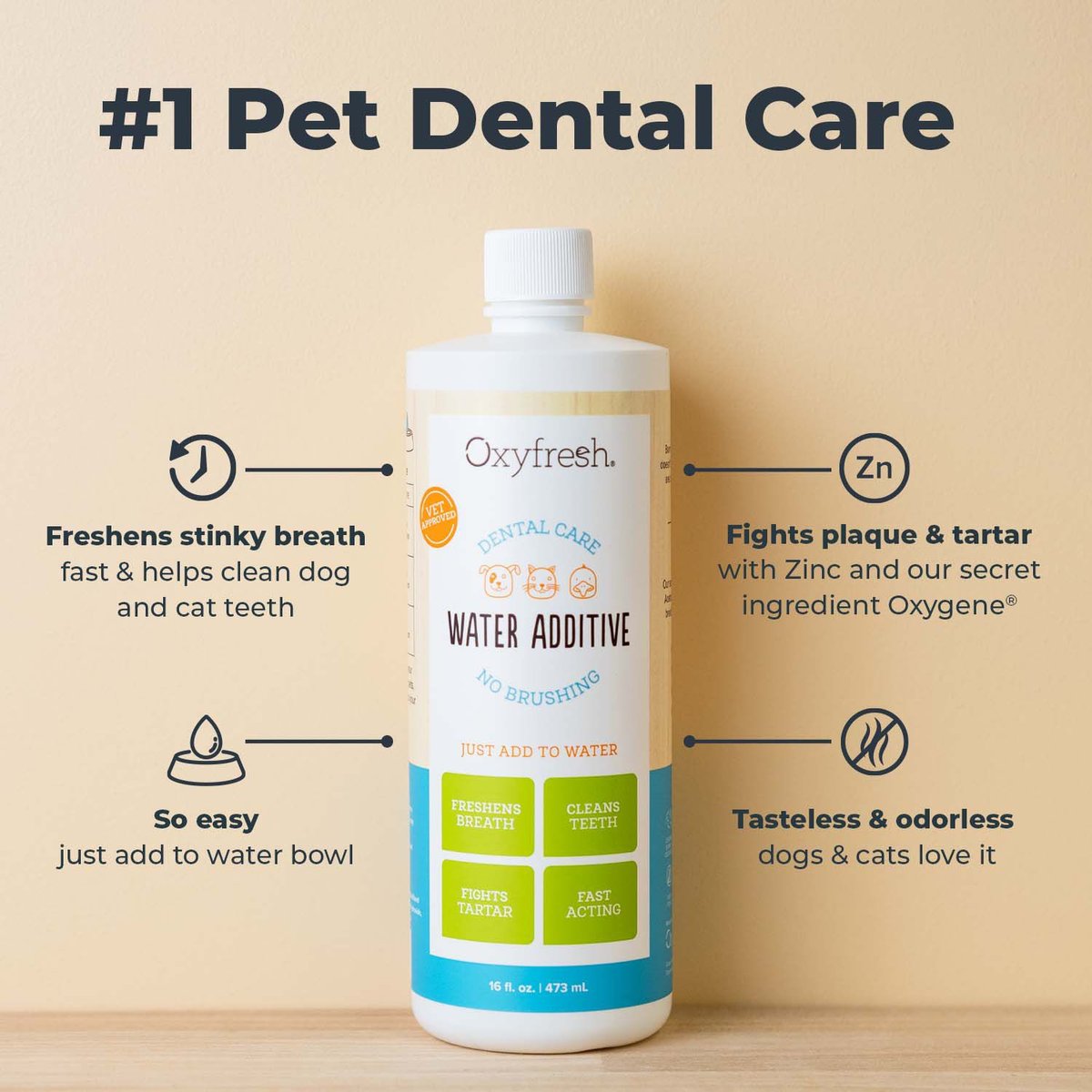 Oxyfresh Premium Pet Care Solution Cat and Dog Dental Water Additive