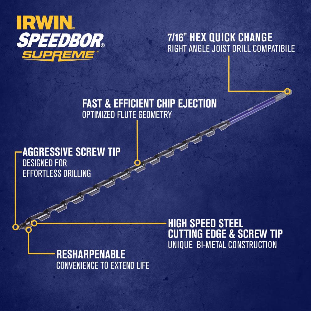 IRWIN SPEEDBOR SUPREME Auger Bit 3/8 X 18 ;