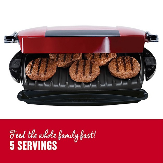 George Foreman 5 Serving Removable Plate And Panini Grill Sandwich Maker In Red