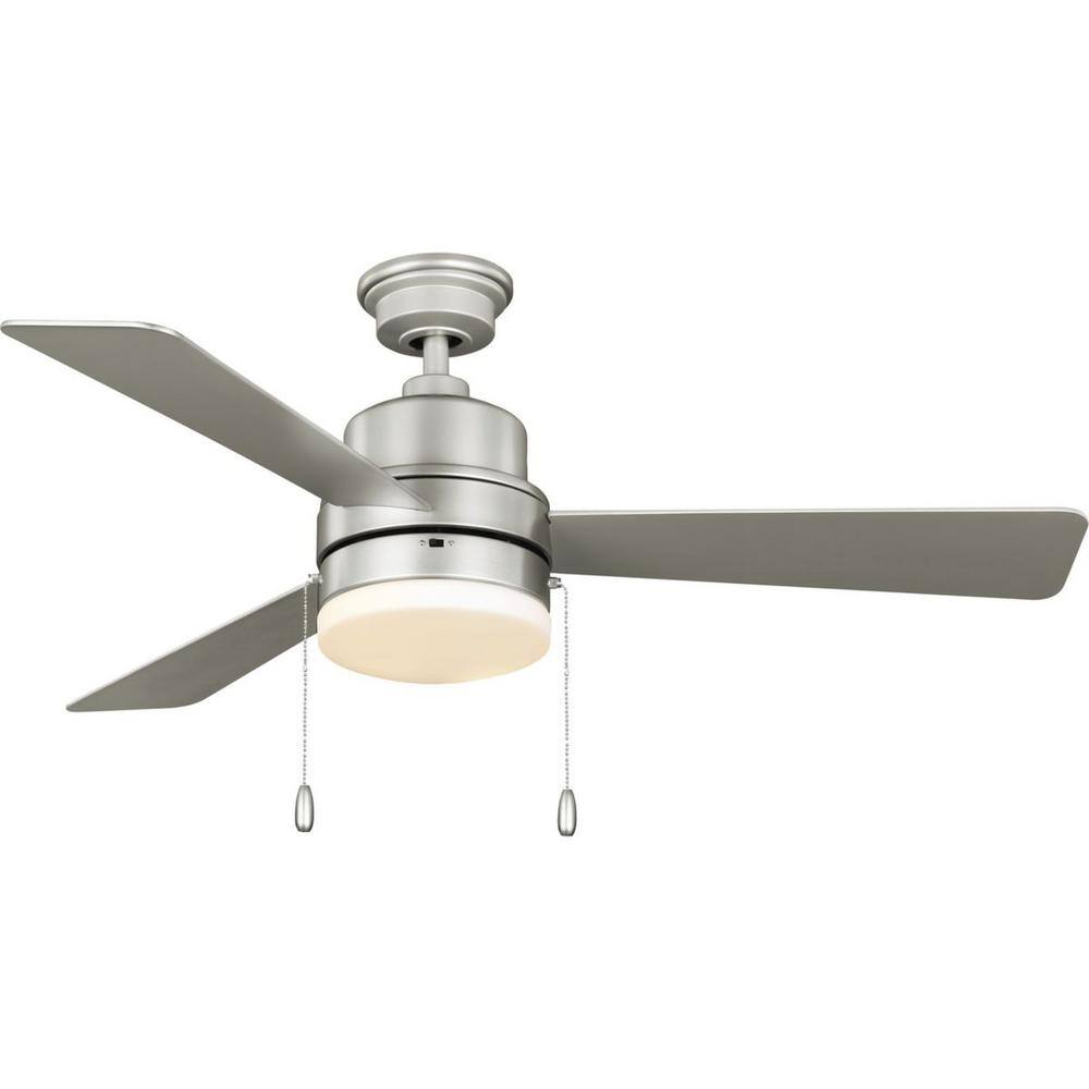 Progress Lighting Trevina V 52 in. LED Indoor Painted Nickel ENERGY STAR Modern Ceiling Fan with Light Kit and White Opal Shade P250076-152-WB