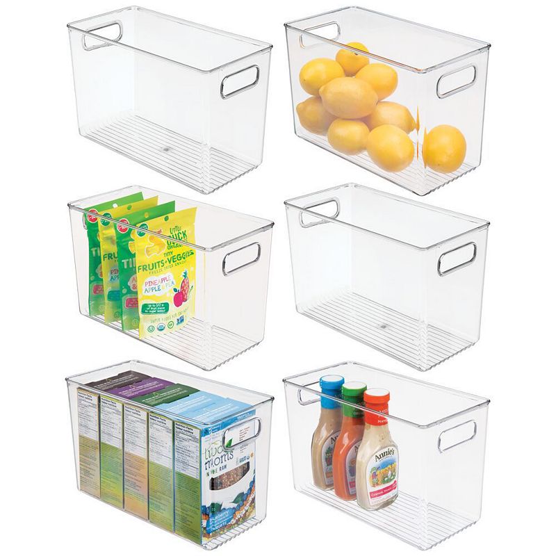 mDesign Plastic Kitchen Food Storage Bin with Handles， 6 Pack