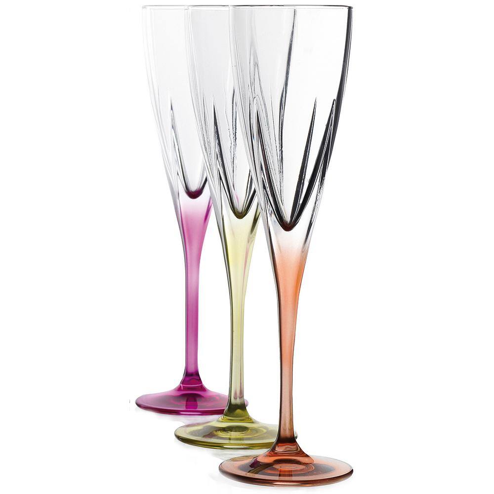 Lorren Home Trends Fusion Crystal Multicolor Champagne Set 260170