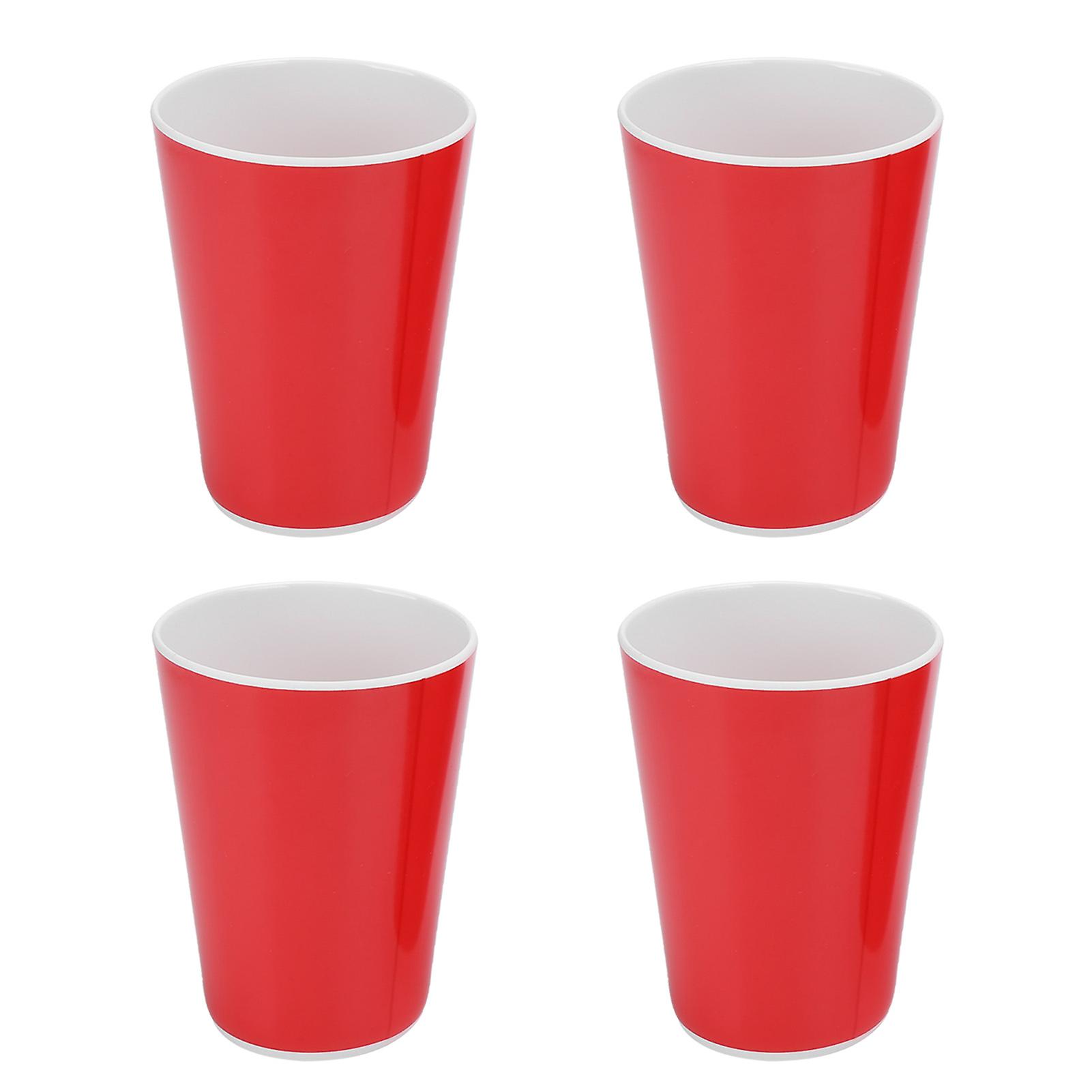 4PCS Imitation Ceramic Water Cup Drinking Mug for Office Home Bar Restaurant SuppliesRed