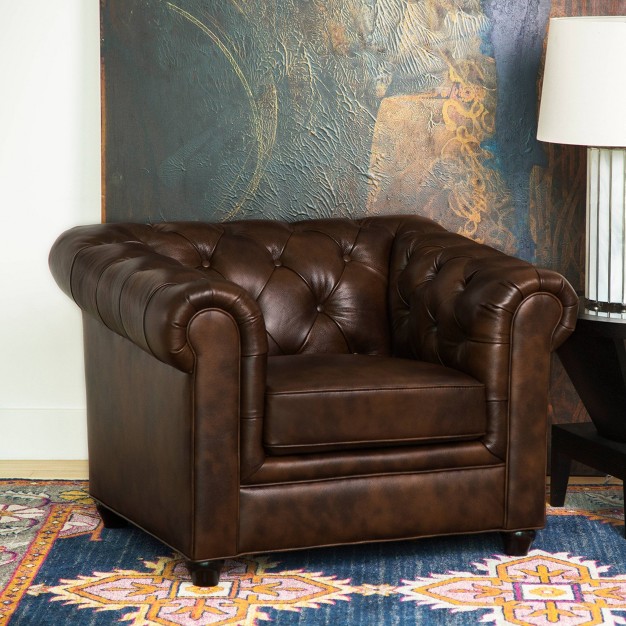 Keswick Tufted Leather Armchair Brown Abbyson Living