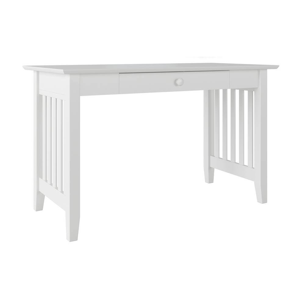 AFI 48 in. Rectangular White 1 Drawer Writing Desk with Solid Wood Material AH12212