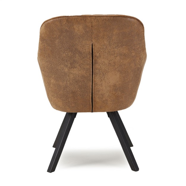 Jomeed Cushioned Ergonomic Swivel Accent Chair Modern Home Living Room Bedroom Or Office Armchair With X shaped Solid Rubberwood Legs Brown