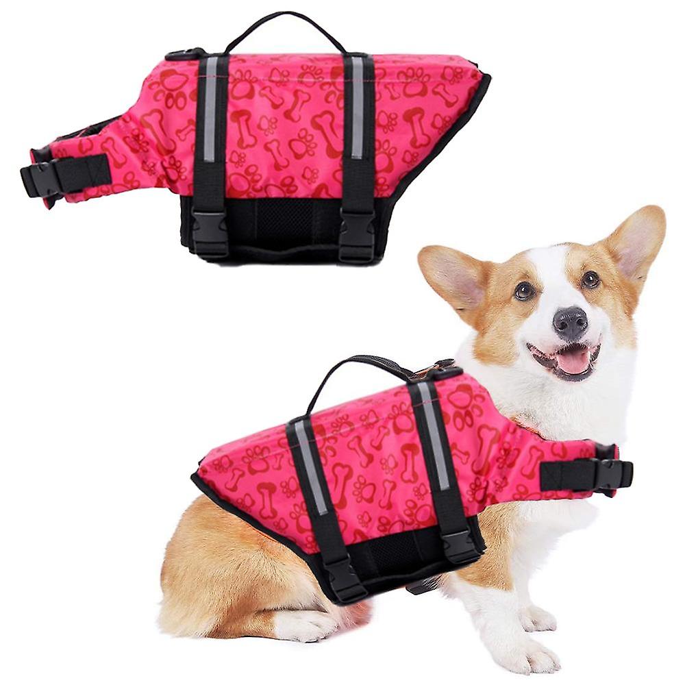 Dog Life Jacket， Reflective Lifesaver With Rescue Handle， Adjustable Floating Vest，high Buoyancy Aid Dog Saver-pink-m