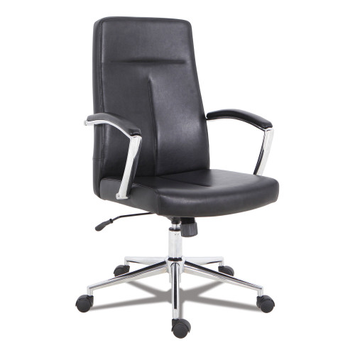 Workspace by Alera Leather Task Chair， Supports Up to 275 lb， 18.19 to 21.93 Seat Height， Black Seat， Black Back (WS4116)