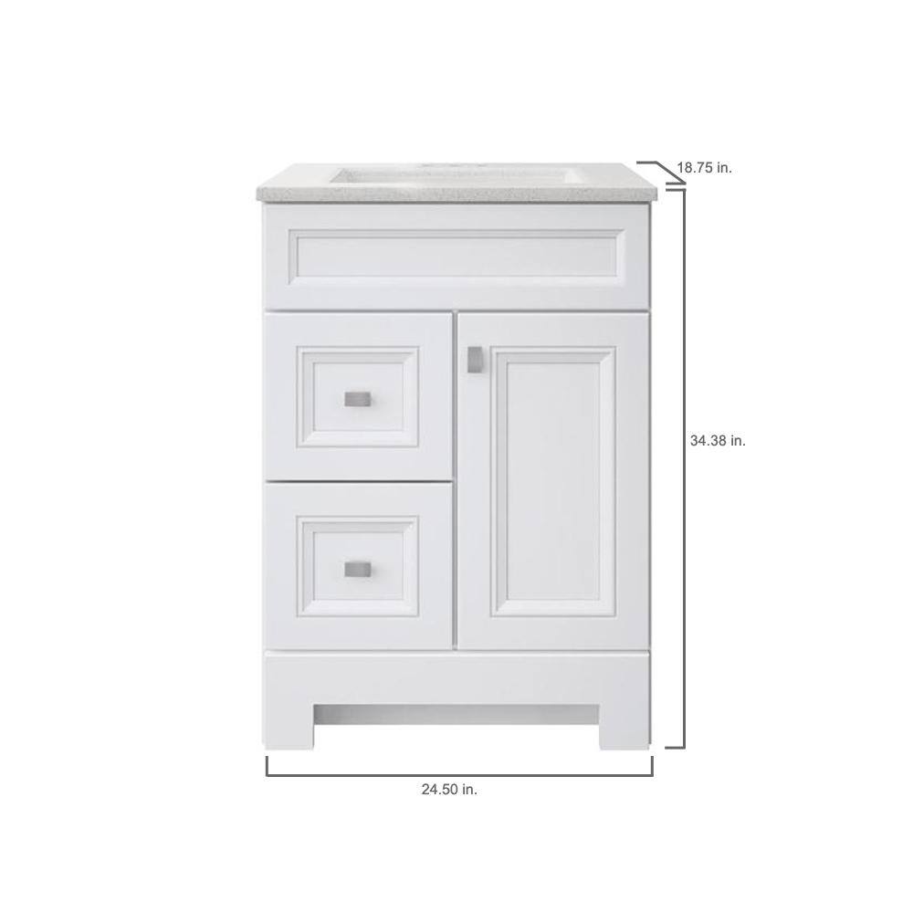 Home Decorators Collection Sedgewood 24.5 in. W x 18.8 in. D x 34.4 in. H Freestanding Bath Vanity in White with Arctic Solid Surface Top PPLNKWHT24D