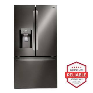 LG 28 cu. ft. 3 Door French Door Refrigerator with Ice and Water with Single Ice in Black Stainless Standard Depth LRFS28XBD