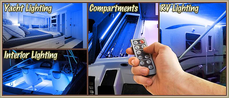 3.3' ft Blue Motorhome RV Night Light Remote Controlled LED Strip Lighting SMD3528 Wall Plug - Motorhome Boat Cabin Lighting， Yacht Compartment Lighting， Interior Waterproof DIY 110V-220V