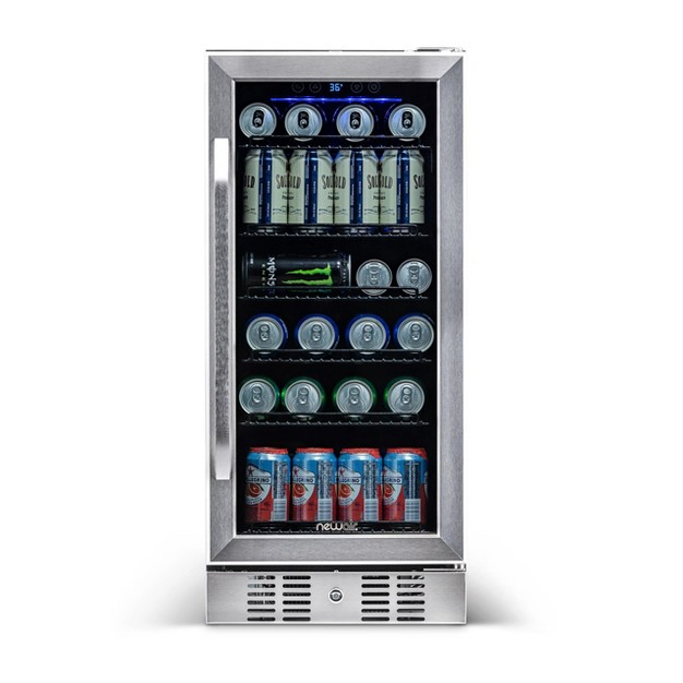 Built in 96 Can Beverage Fridge In Stainless Steel With Precision Temperature Controls And Adjustable Shelves