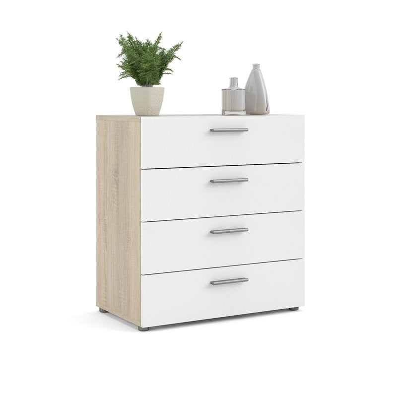 Levan Home Engineered Wood 4 Drawer Chest in Oak Structure/White High Gloss