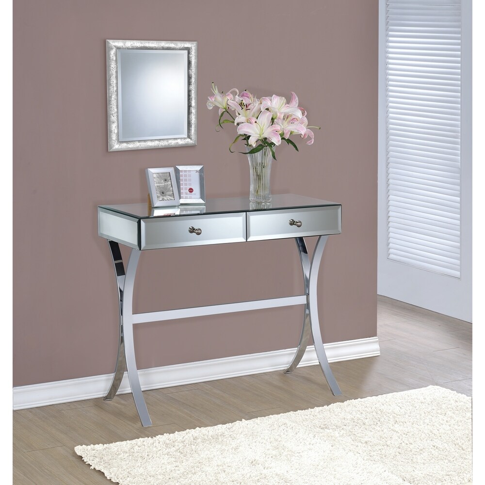 Coaster Furniture Scilla Clear Mirror 2 drawer Console Table